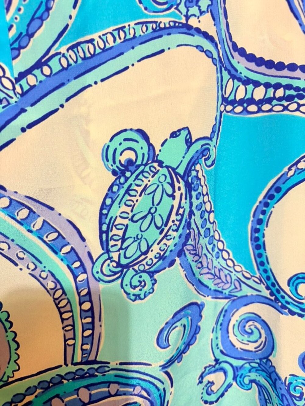 Lilly‎ Pulitzer Elsie silk blouse "Searulean Blue Test The Water" - Picture 2 of 6